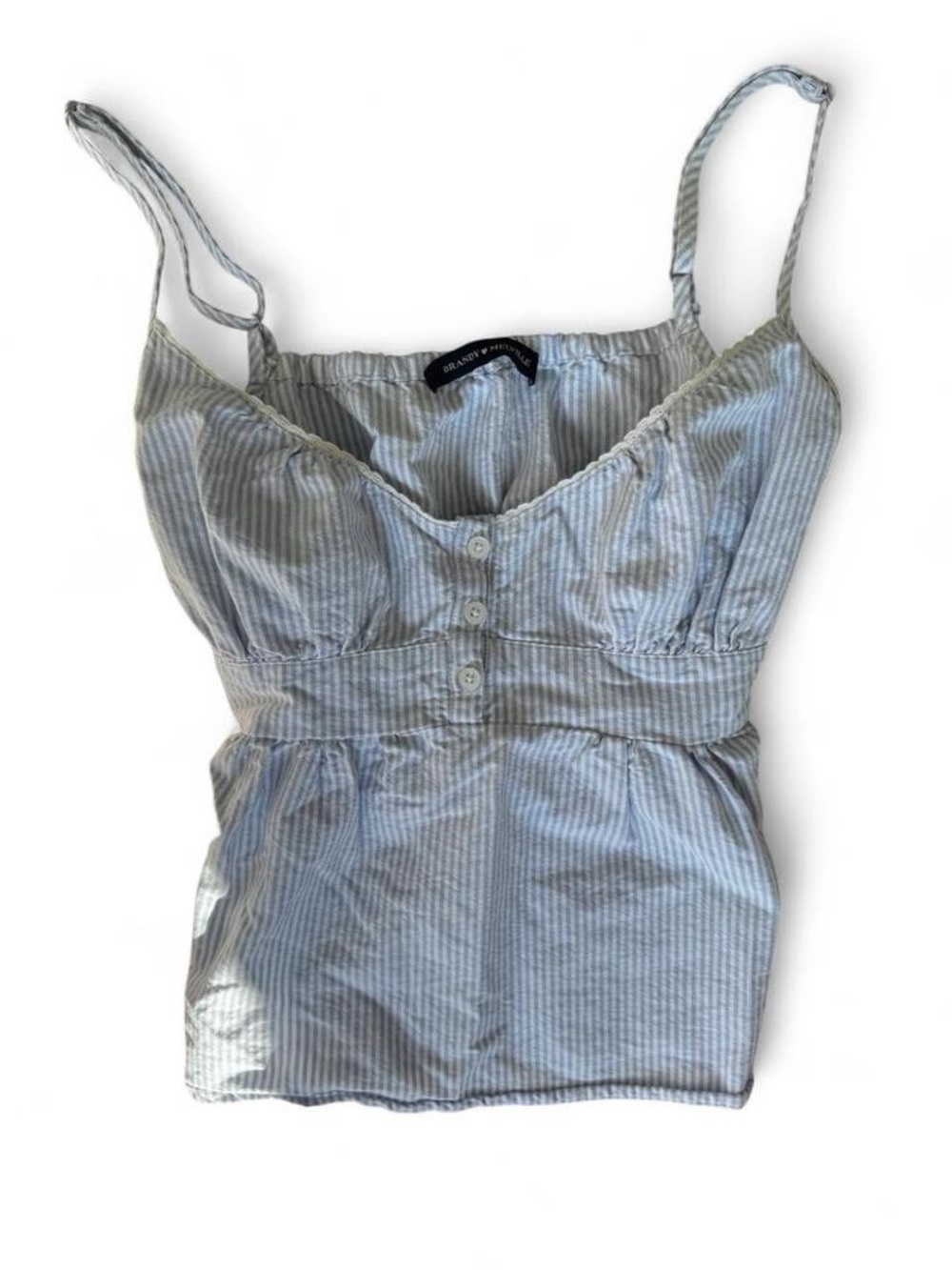 Brandy Melville Light Blue Pinstripe Babytee Front Cami
